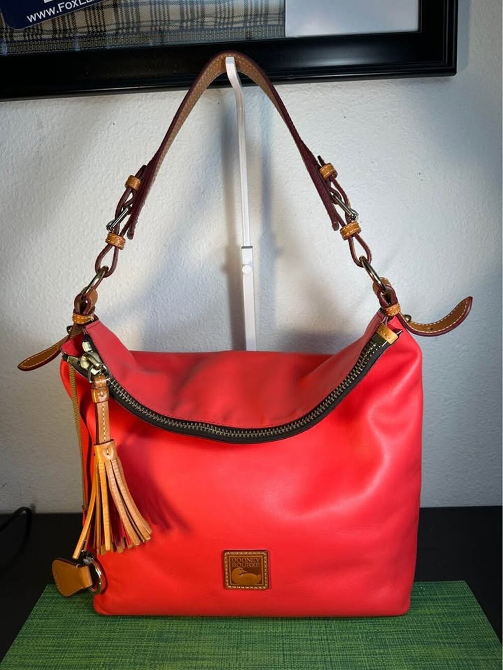 Dooney & Bourke Smooth Leather Hobo Bag - Light Red/Hot Pink